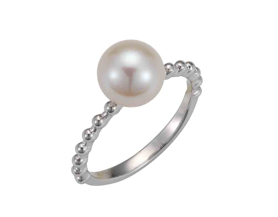 A171 Perlenring mit Kugeldesign Silber - Süßwasser rund