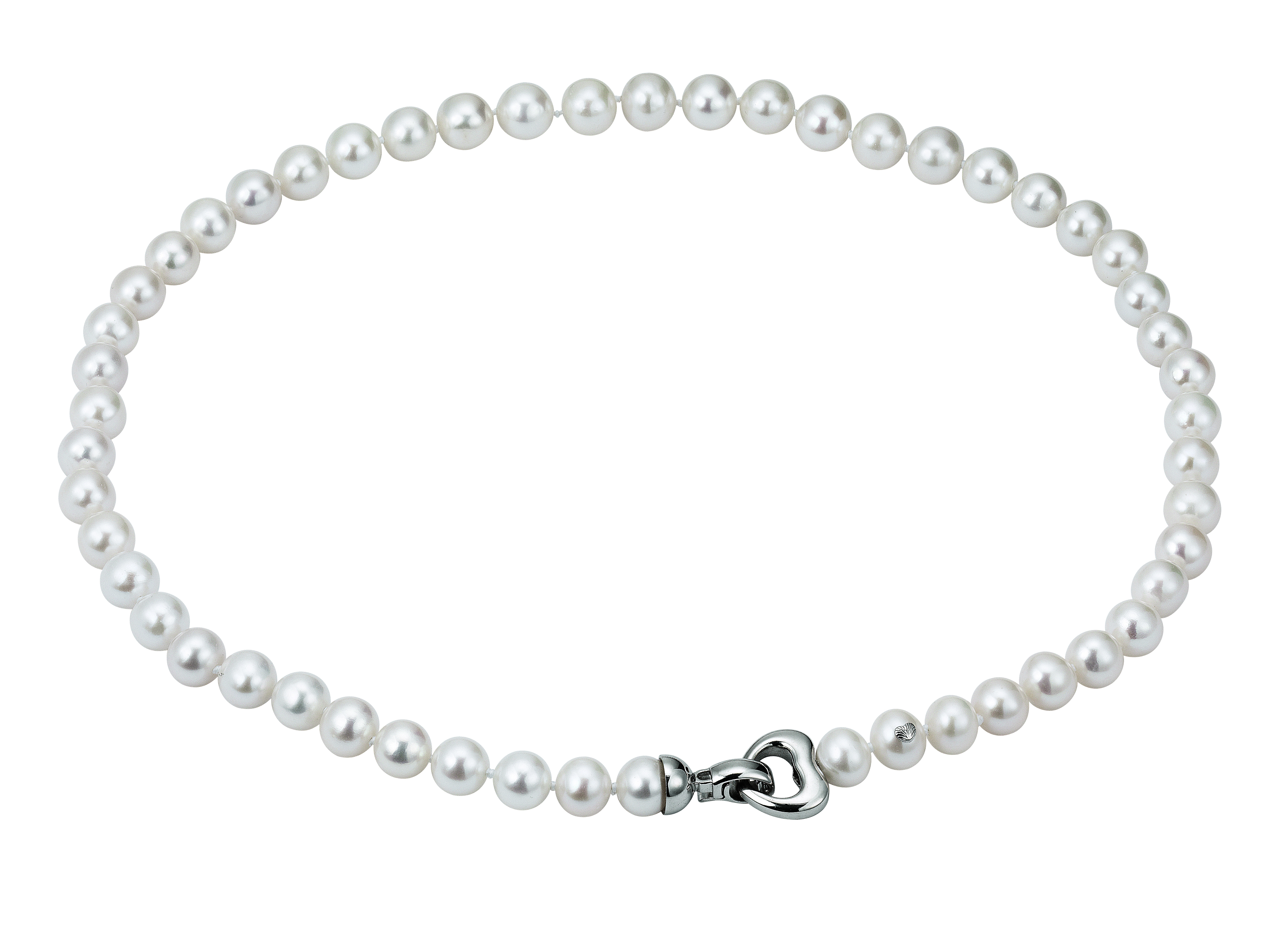 Romantische Perlelenkette Silber 50 cm - Süßwasser rund weiß 7-8 mm