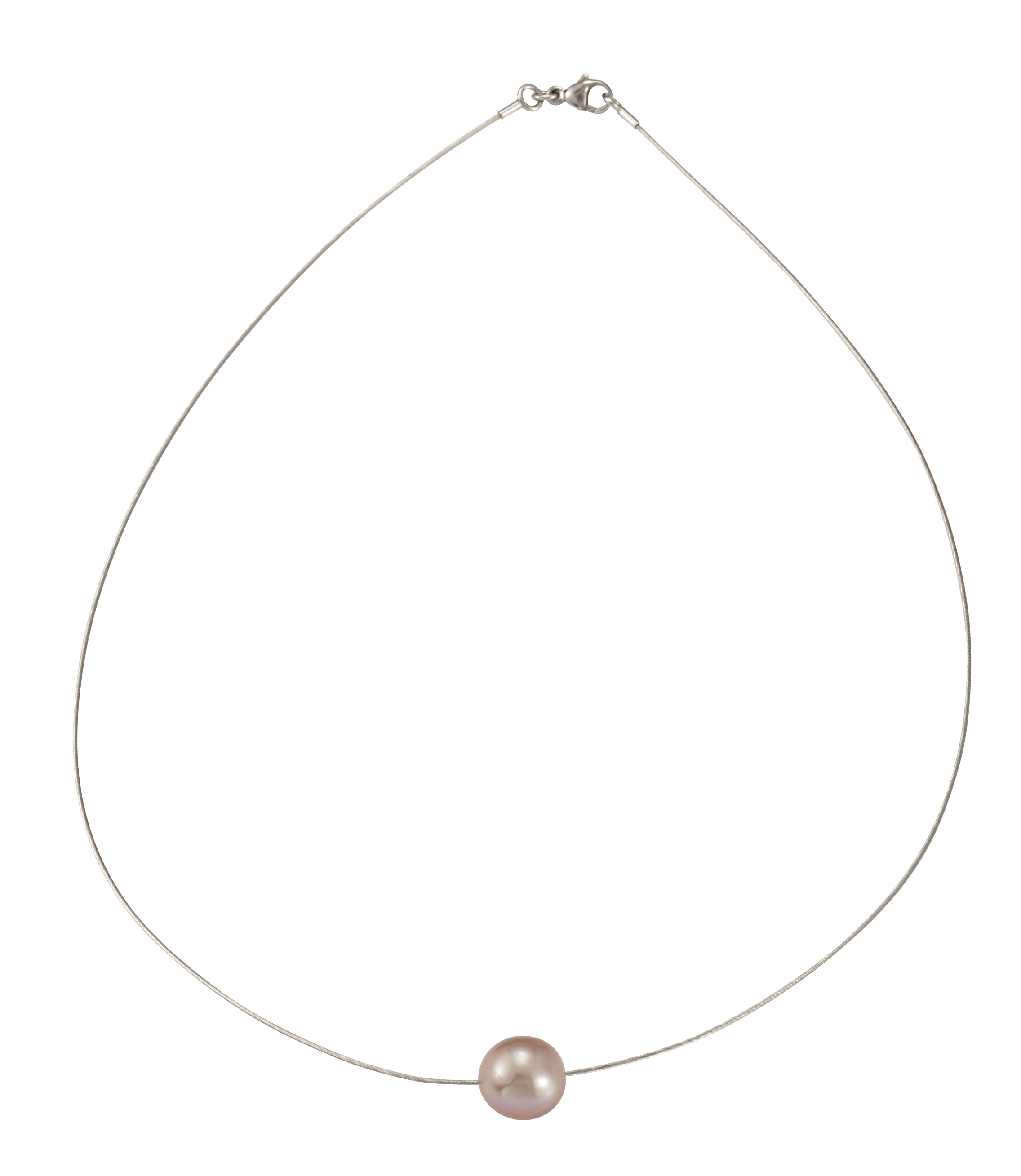 PR7-60 Perlenhalsreif Süßwasser natur 10-11 mm Omegareif  Silber rhodiniert 43 cm