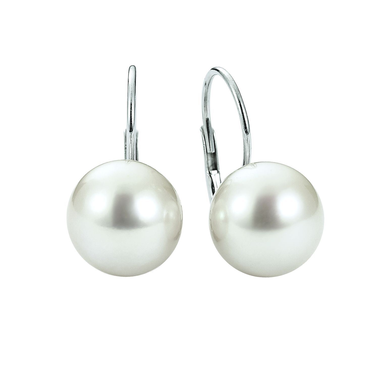PR6-8 Perlenohrringe Weißgold - Süßwasser Button weiß