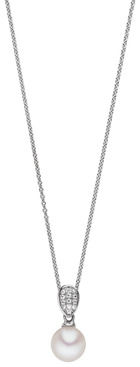 Kette mit Anhänger aus Süßwasserperle und Zirkoniasteinen