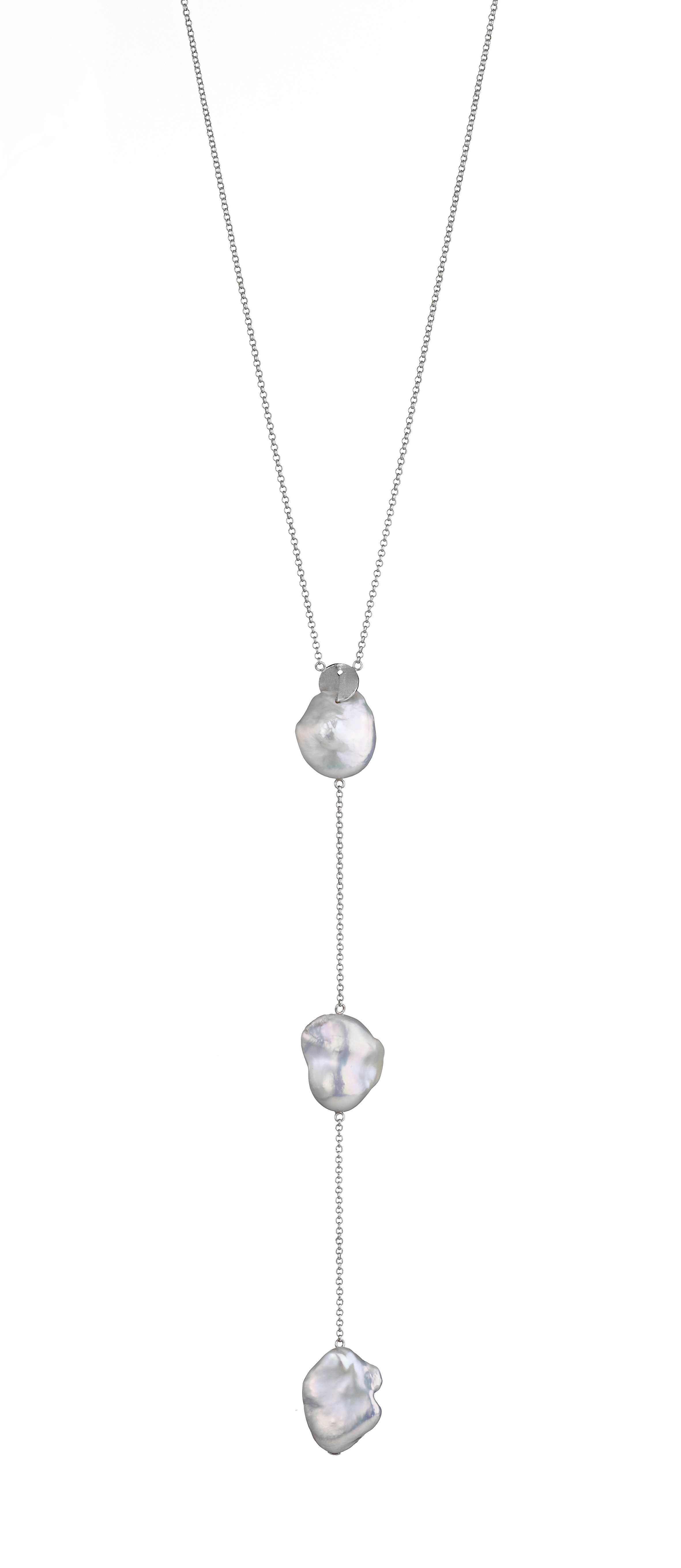 Y-Collier mit Perlen Silber -Süßwasser barock weiß