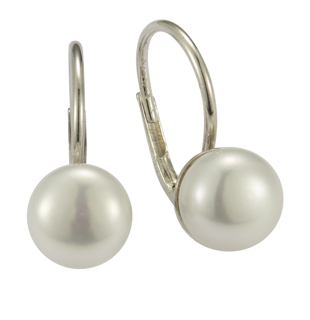 A175 Ohrhänger mit Süßwasserperle Button 7-8 mm