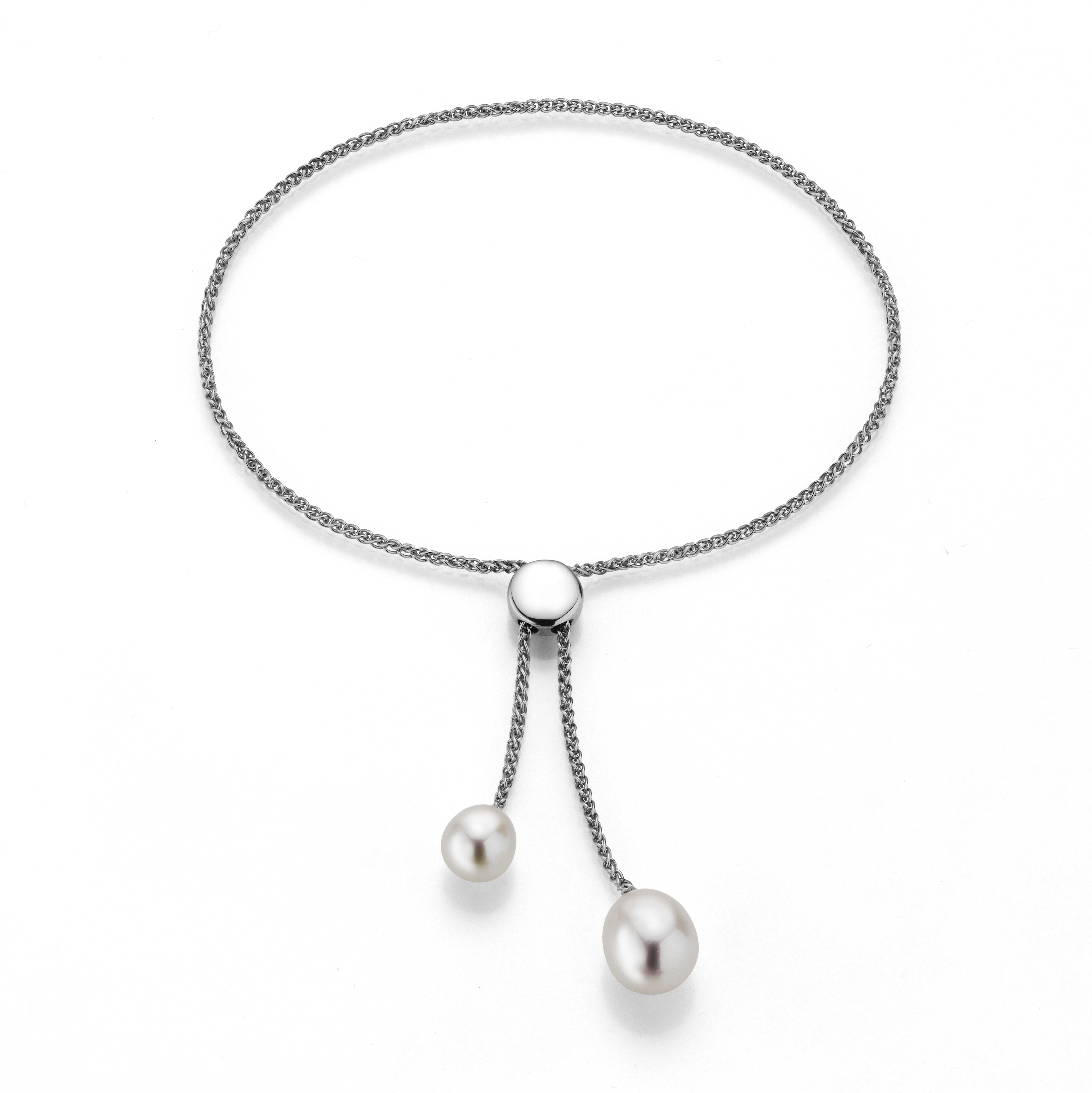 Armband mit 2 Süßwasserperlen weiß