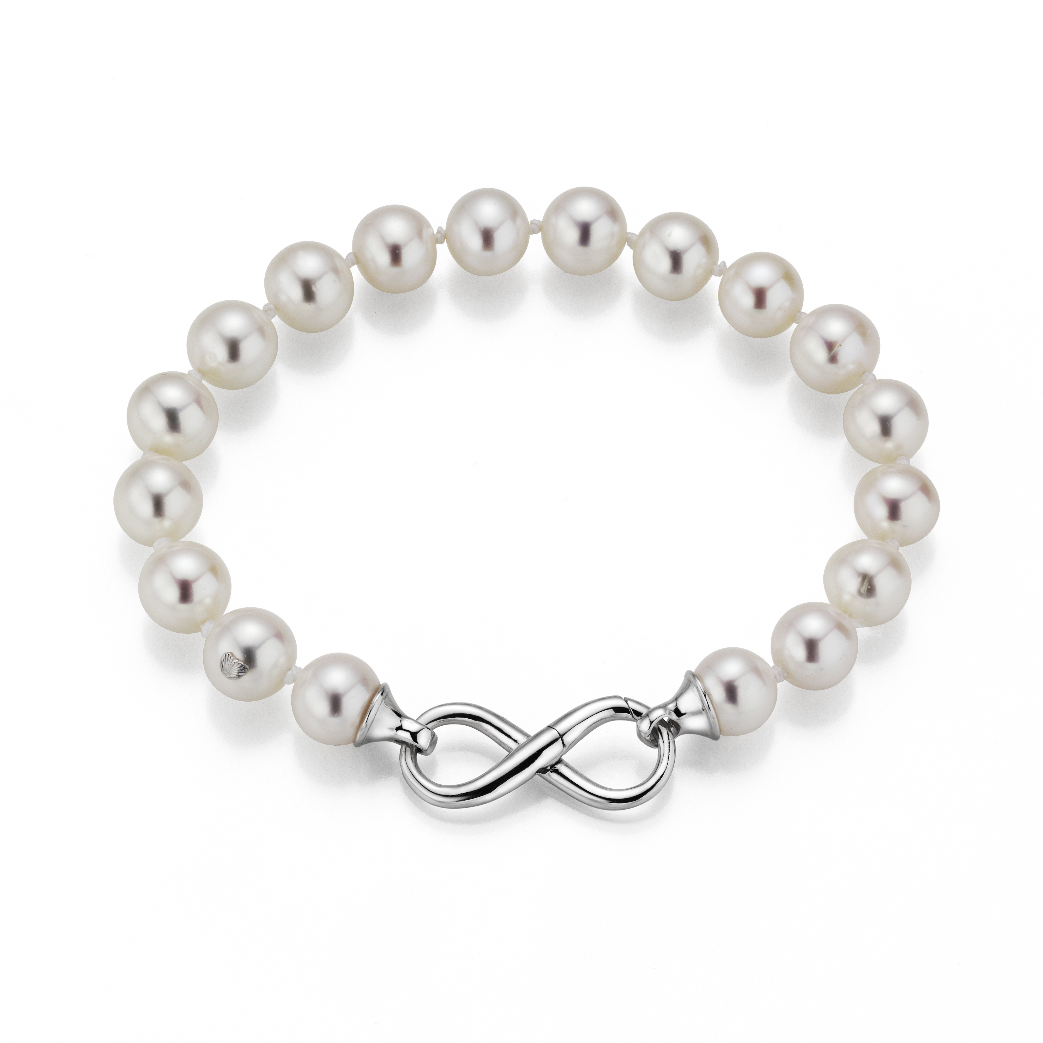 Perlenarmband Süßwasser weiß mit Infinity-Verschluss