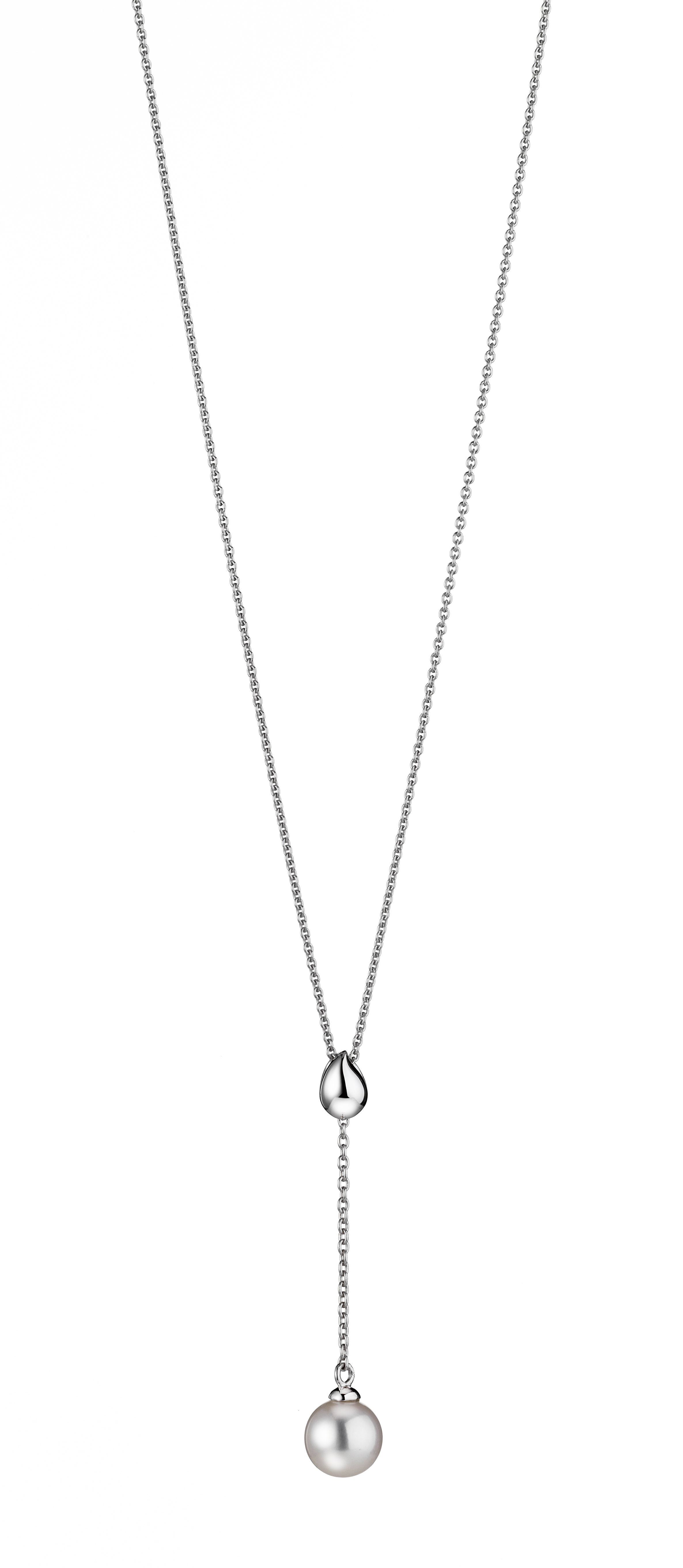 Y-Collier mit runden Süßwasserperle weiß