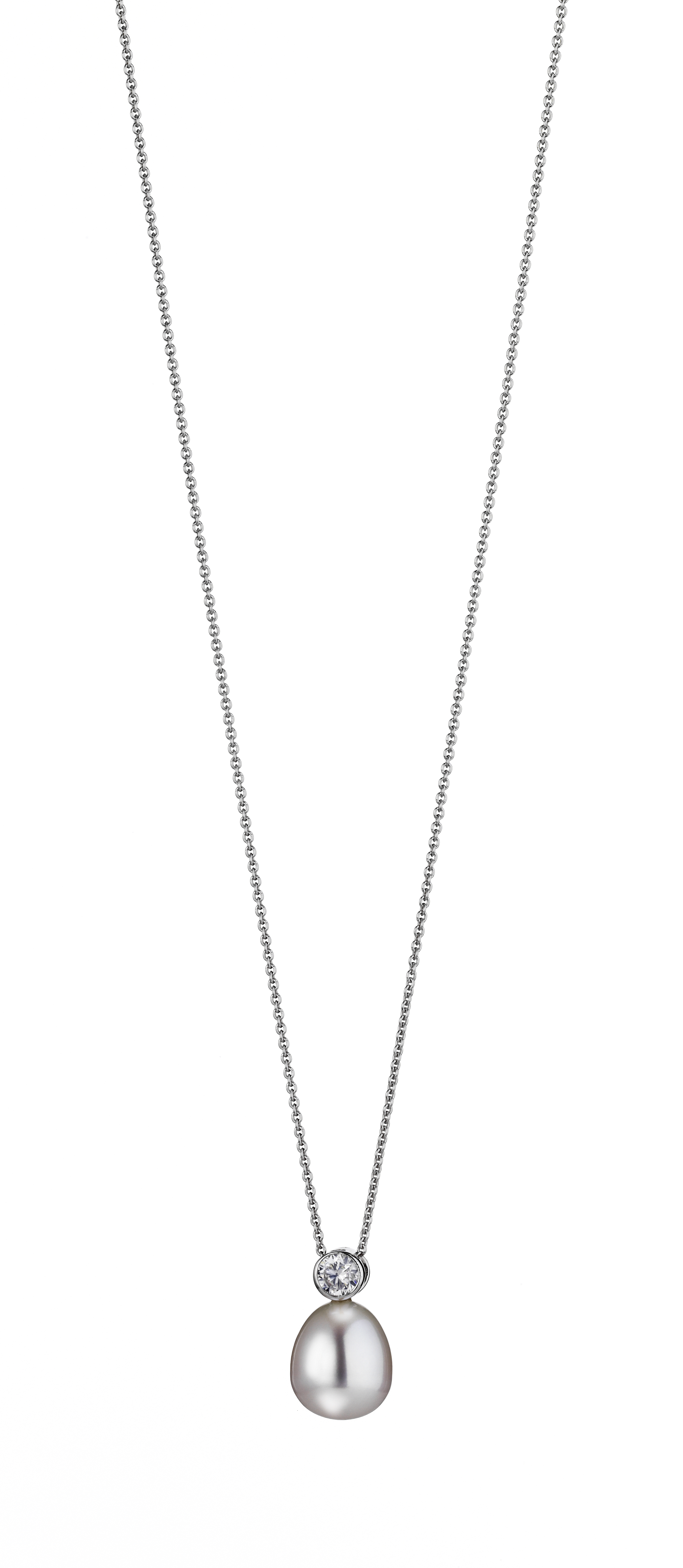 Kette mit einem Anhänger aus Süßwasserperle und Zirkoniastein