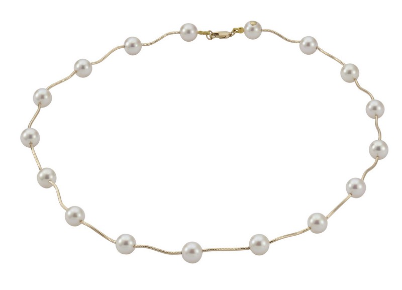 Perlencollier 585/- Gelbgold - Akoya rund weiß