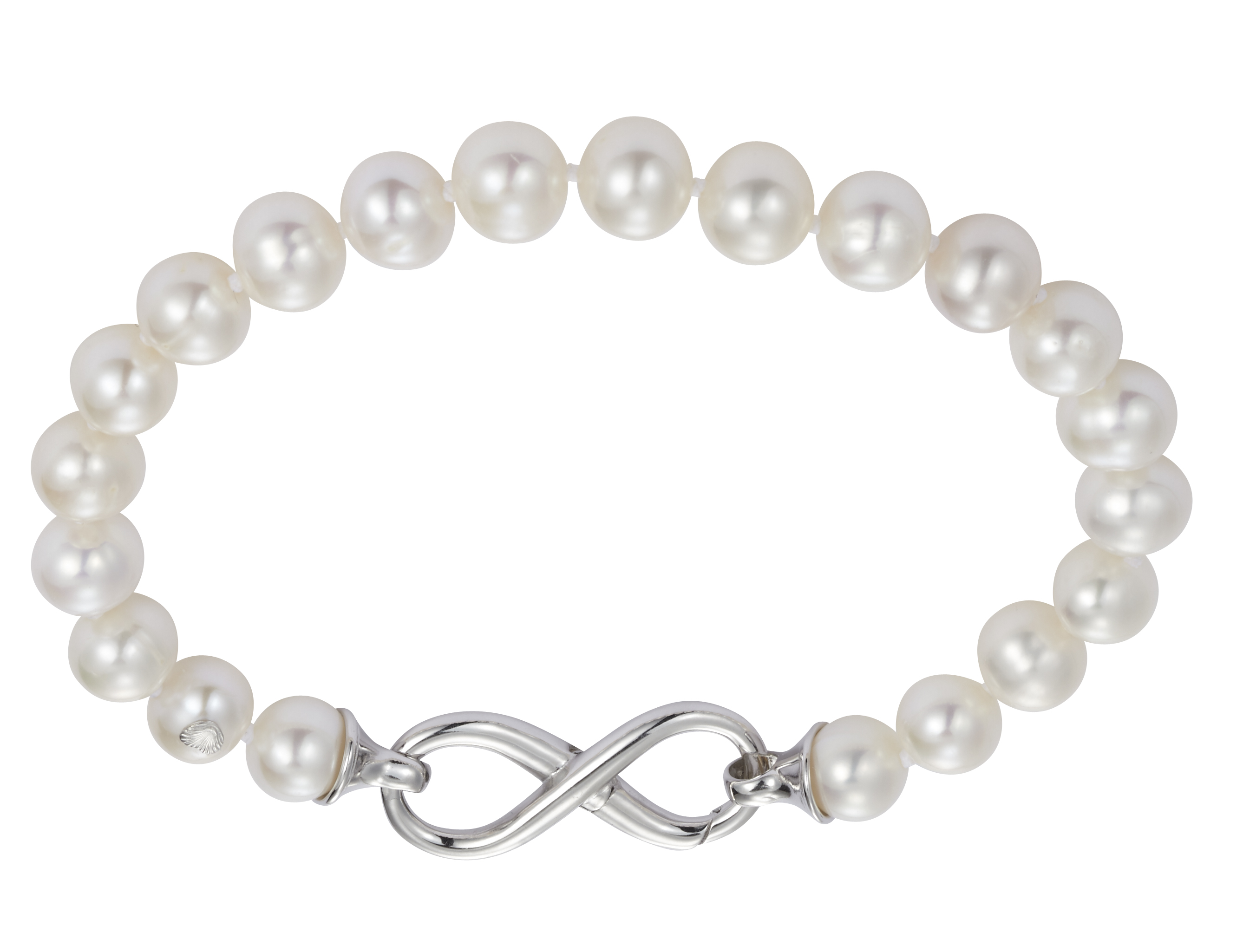Perlenarmband Süßwasser weiß mit Infinity-Verschluss
