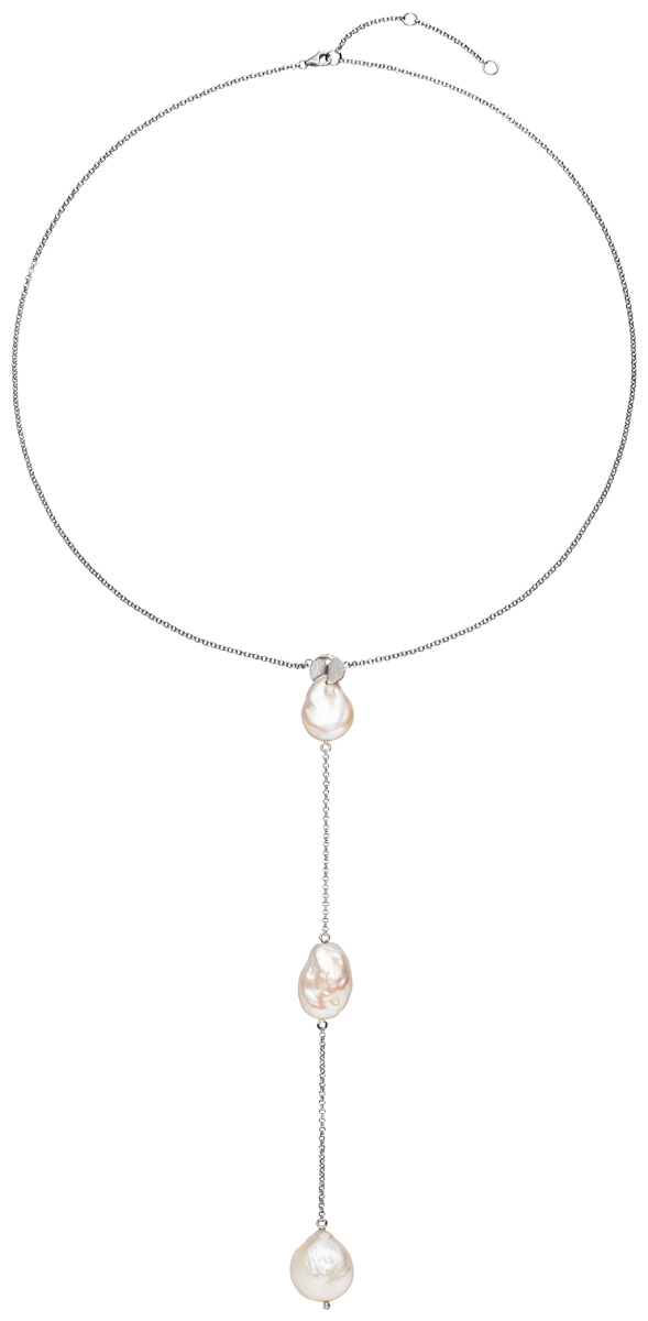 Y-Collier mit Perlen Silber -Süßwasser barock weiß