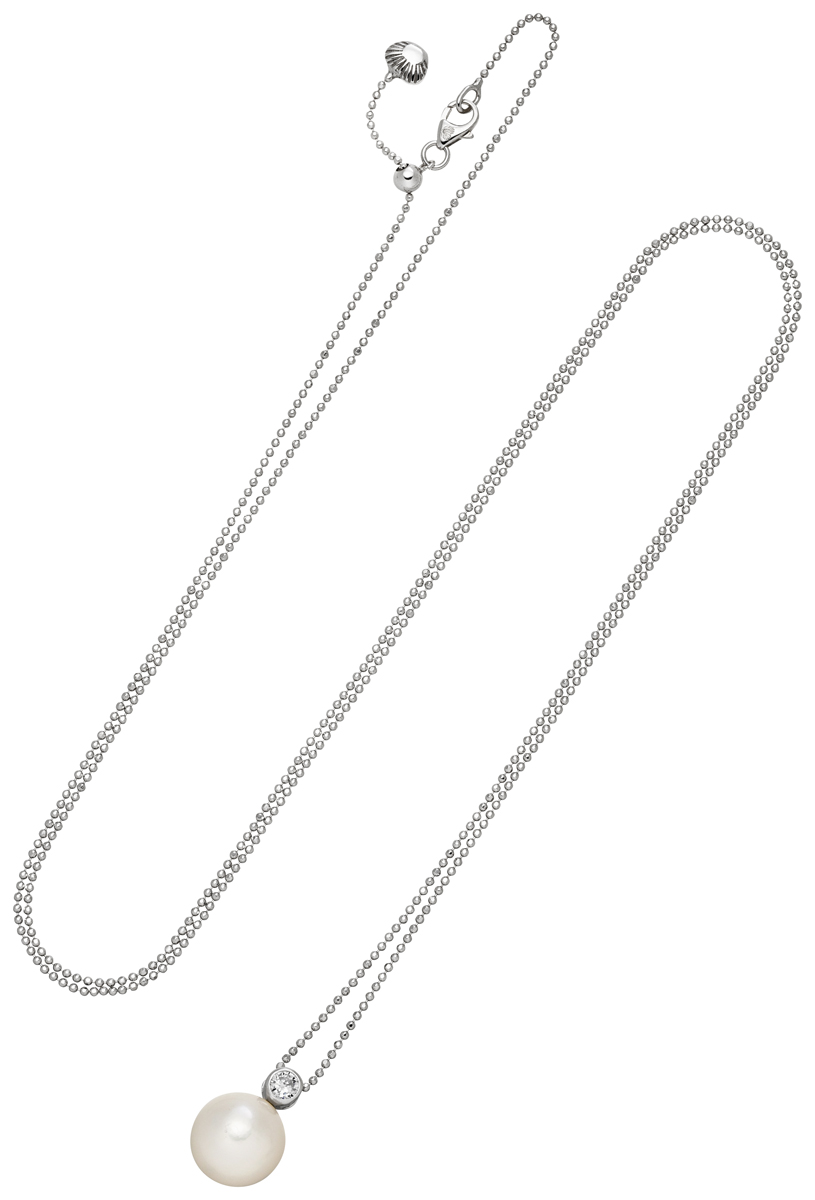 Kette mit Süßwasserperlen- und Zirkoniasteinanhänger weiß
