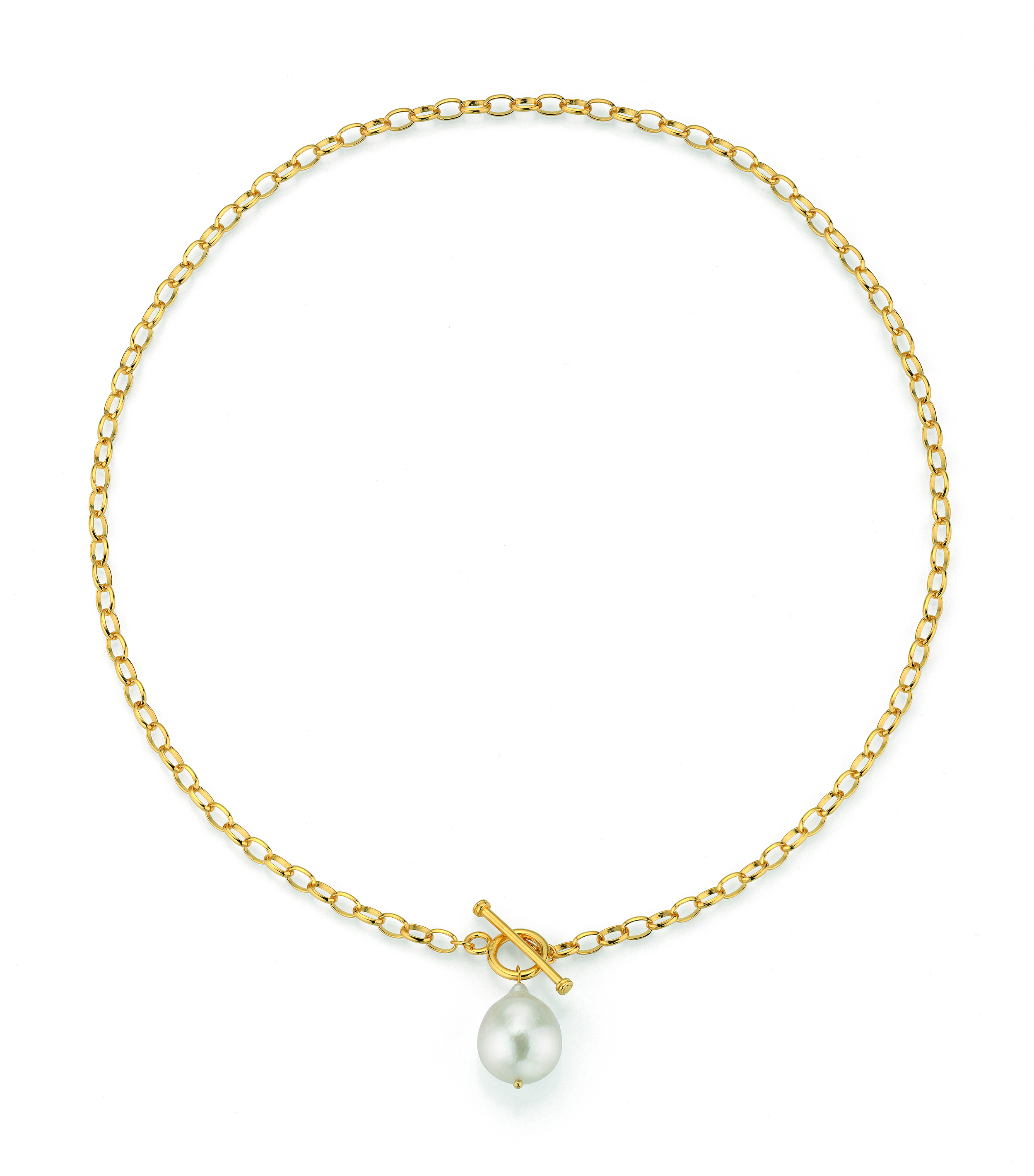 F40 Modernes Perlencollier Silber vergoldet - Süßwasser barock weiß