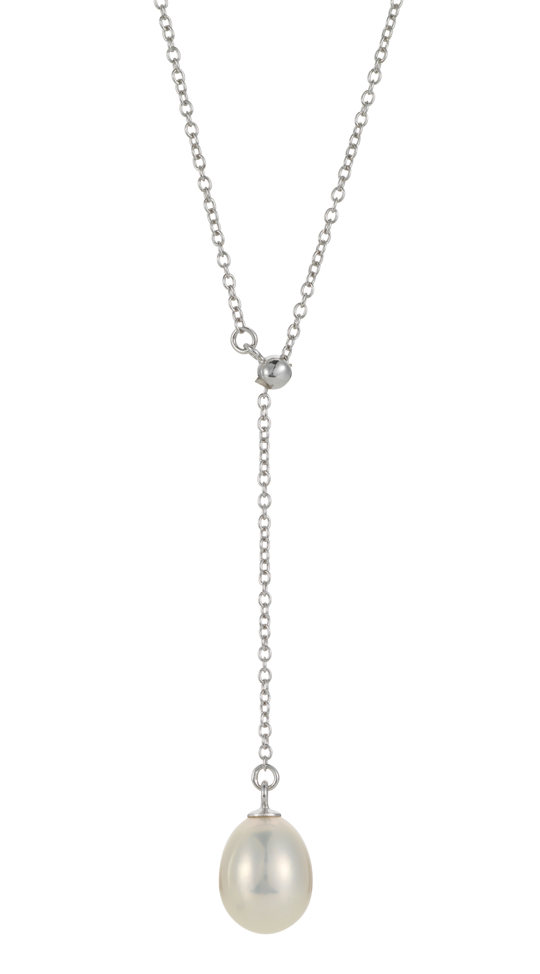 Y-Collier Silber - Süßwasser Tropfen weiß 8-8,5 mm