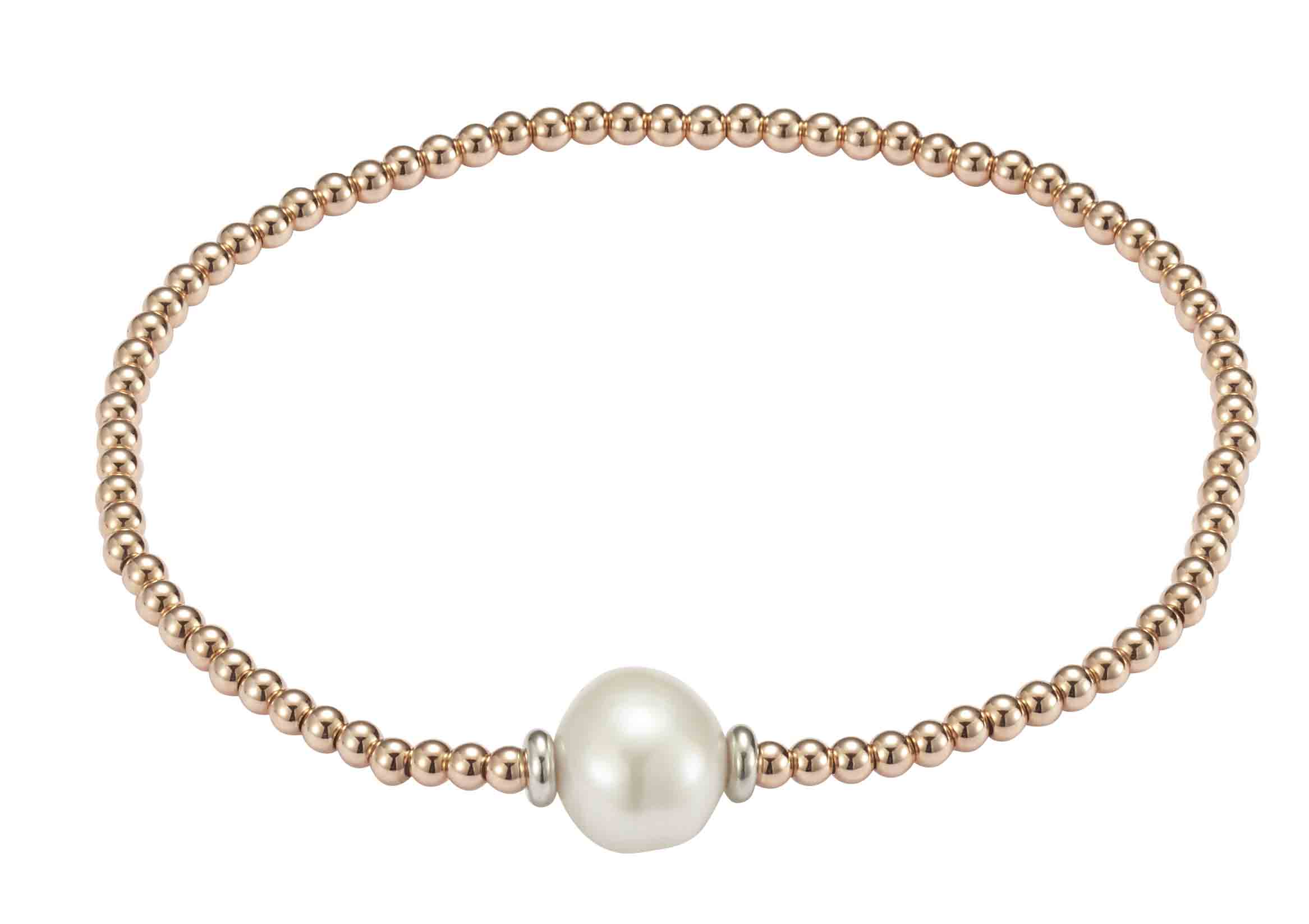 Silberkugelarmband mit einer Perle rosé vergoldet – Süßwasser barock weiß