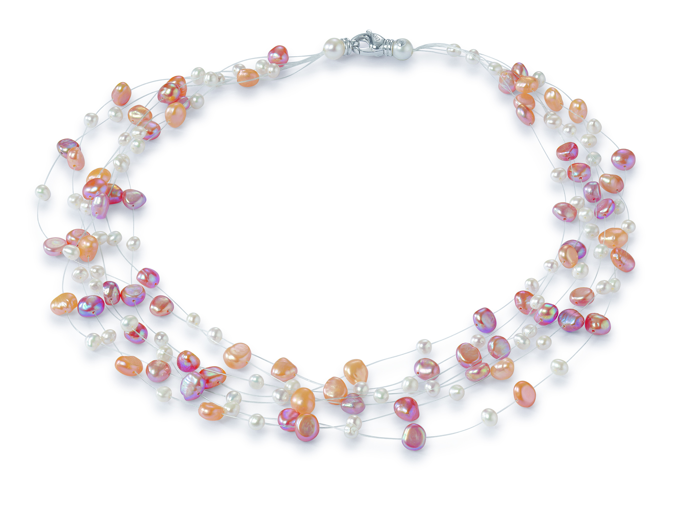 R3 Siebenreihiges Perlencollier -Süßwasser barock mehrfarbig