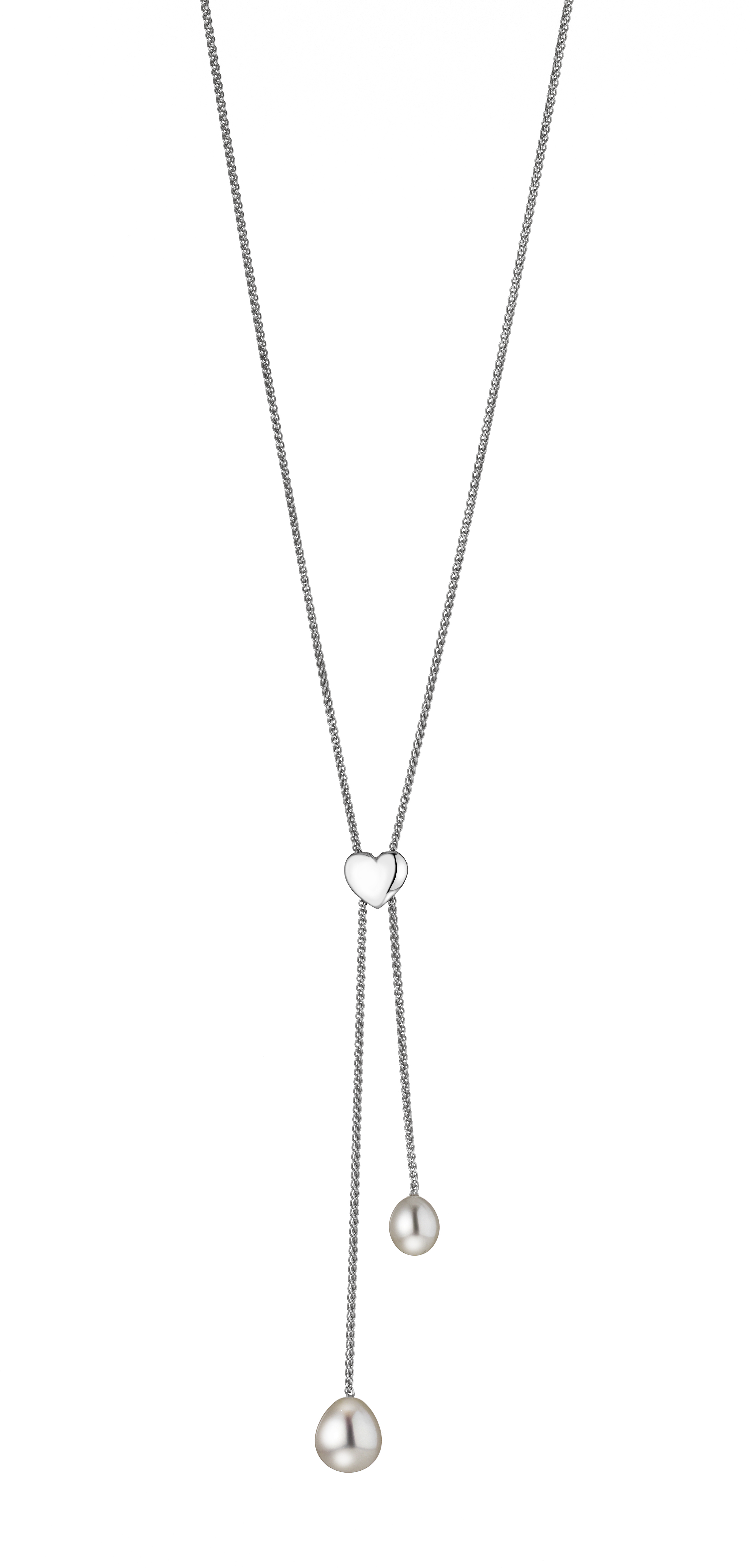 X-Collier mit 2 Perlen-Süßwasser