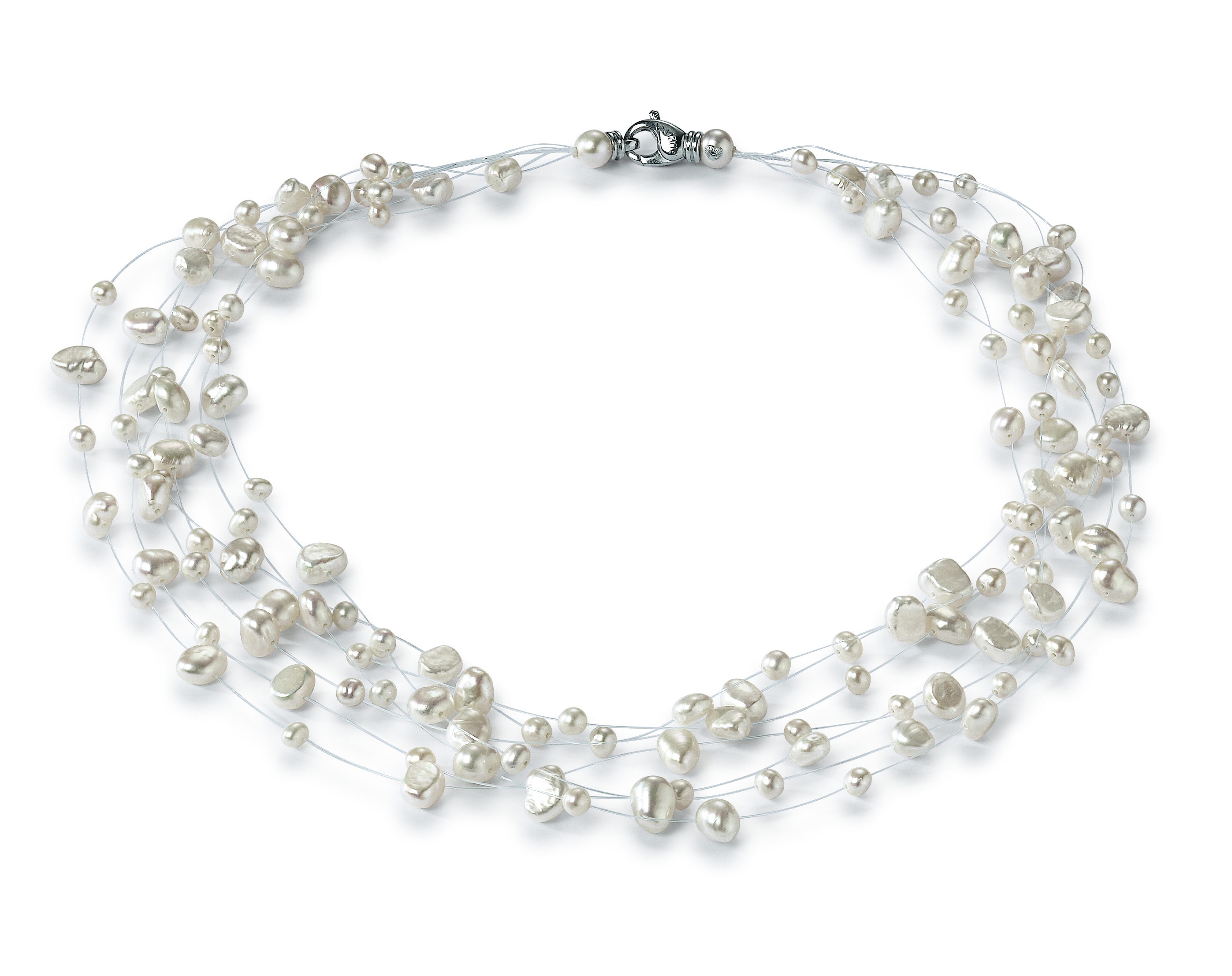 R1 Siebenreihiges Perlencollier barock - Süßwasser weiß