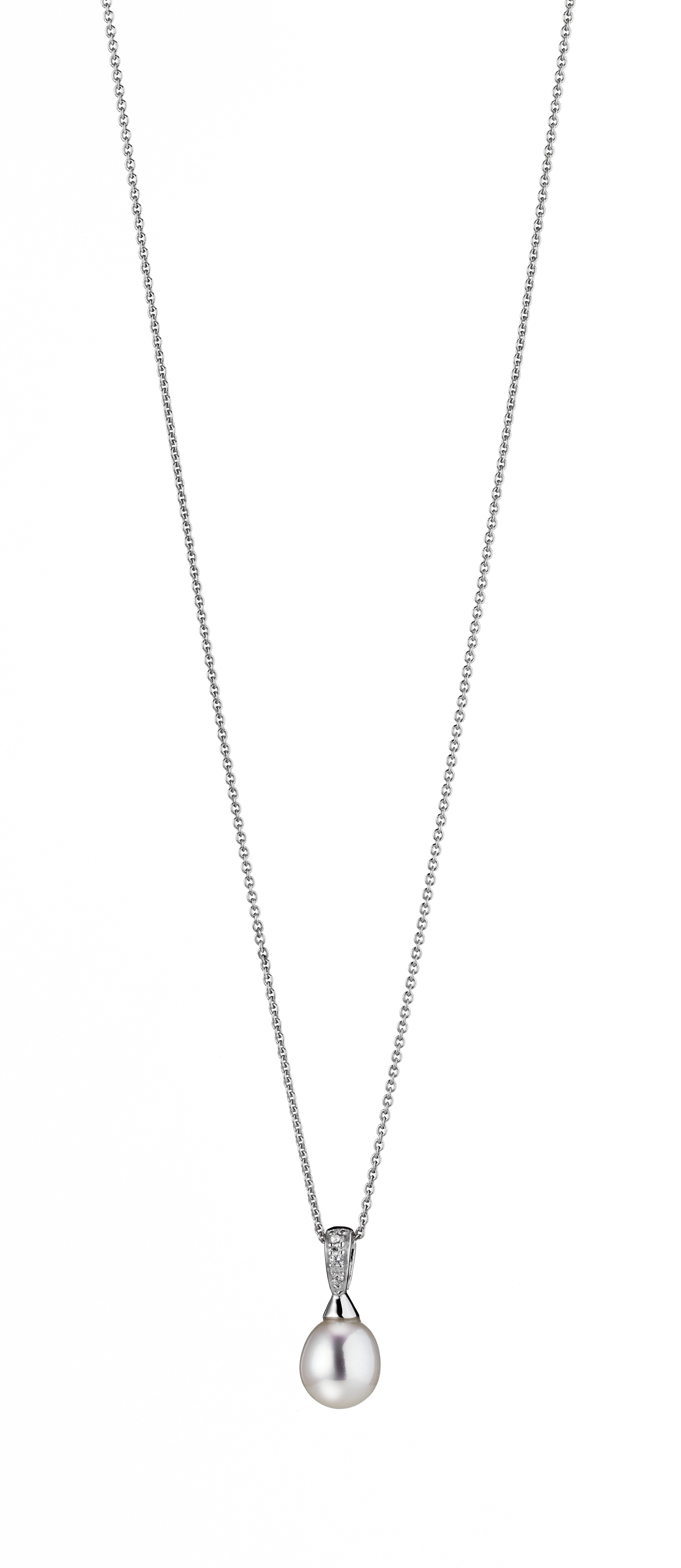 Kette mit Anhänger aus Süßwasserperle und Zirkoniasteinen
