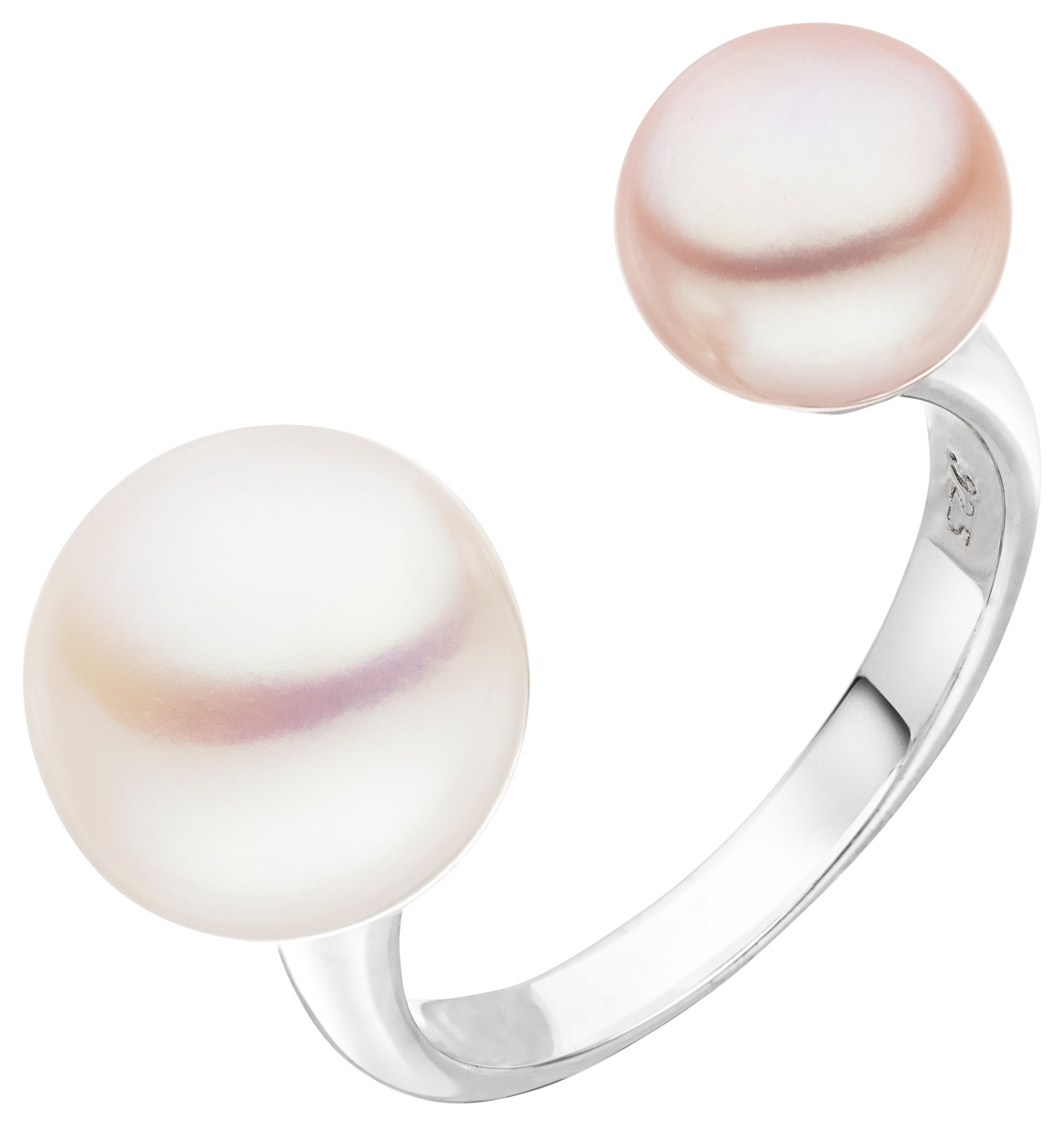 Offener Perlenring mit 2 Perlen Silber - Süßwasser button multicolor