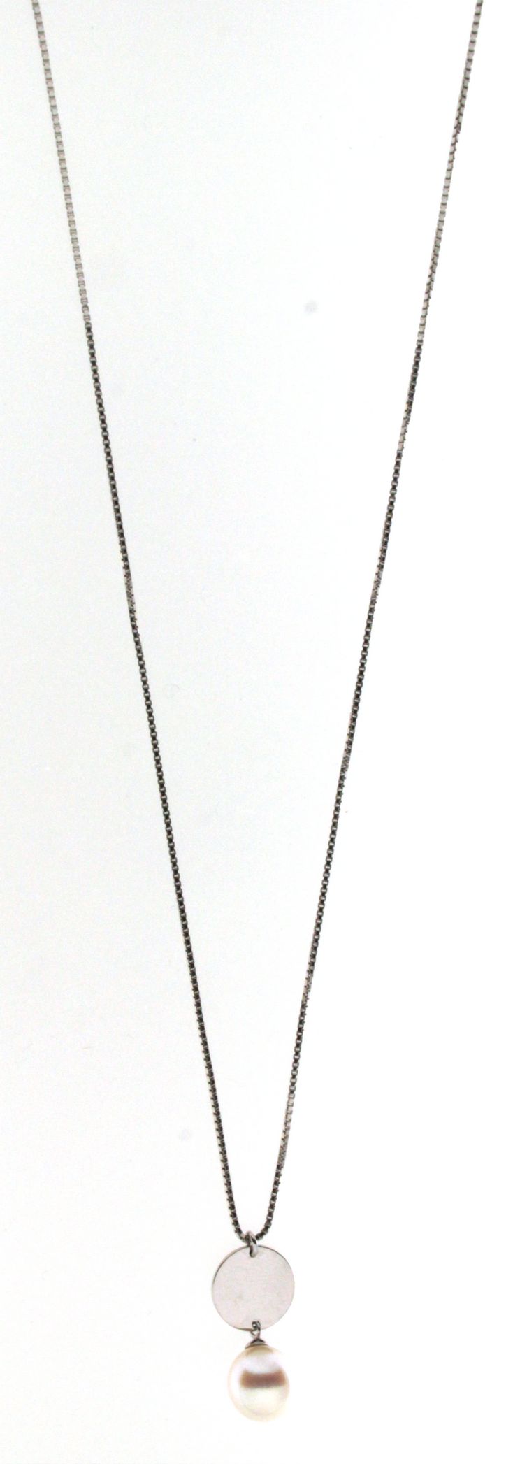 Perlenkette Süßwasser weiss rund 9-10 mm Ankerkette Silber rhodiniert 50 cm