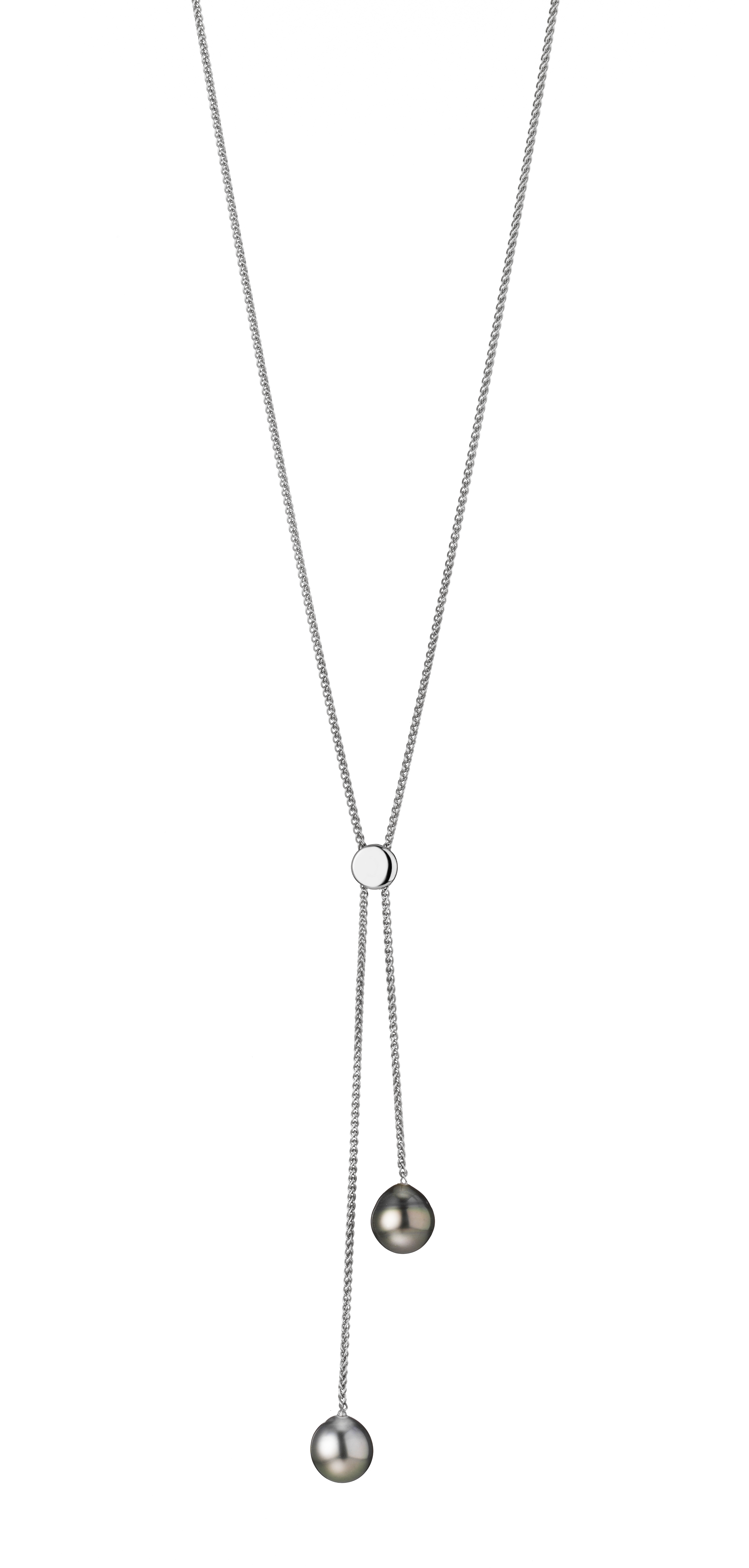 X-Collier mit Perlen Silber - Tahiti Tropfen mehrfarbig