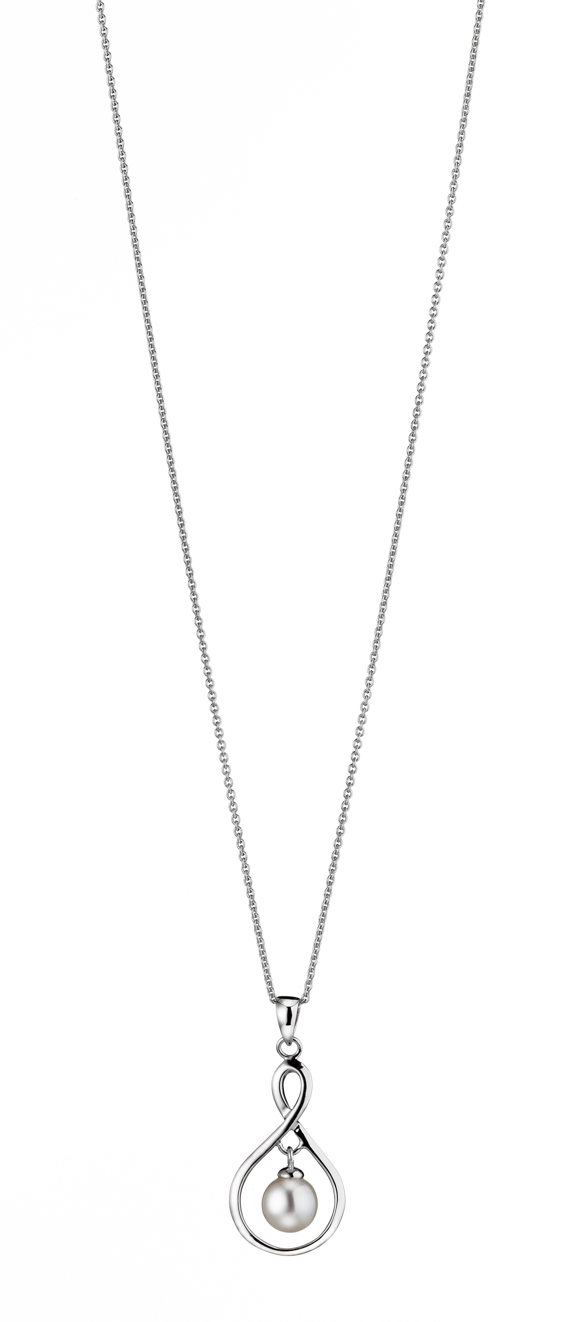Kette mit Infinity- Perlenanhänger Süßwasserperle weiss