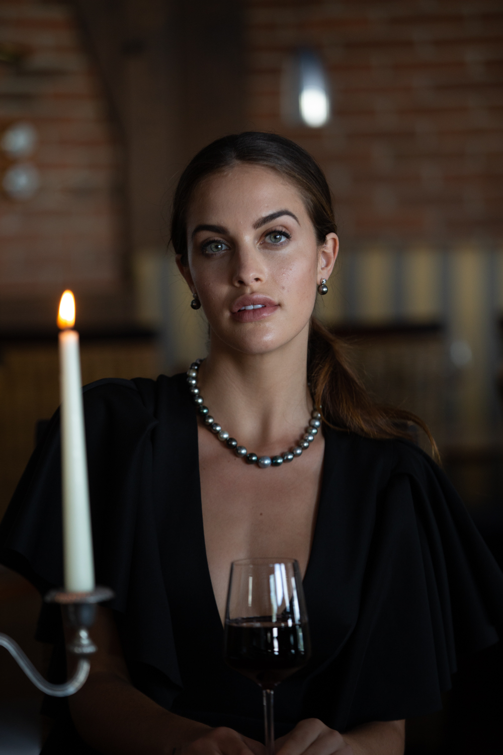 E7-M_A Klassische Perlenkette mit Kugelschließe aus Weißgold - Tahiti barock multicolor 8-10 mm