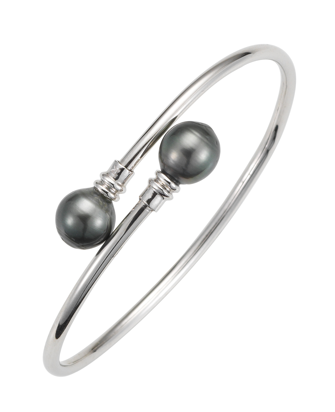 A159-Kopie Perlenarmreif Silber - Tahiti Tropfen schwarz