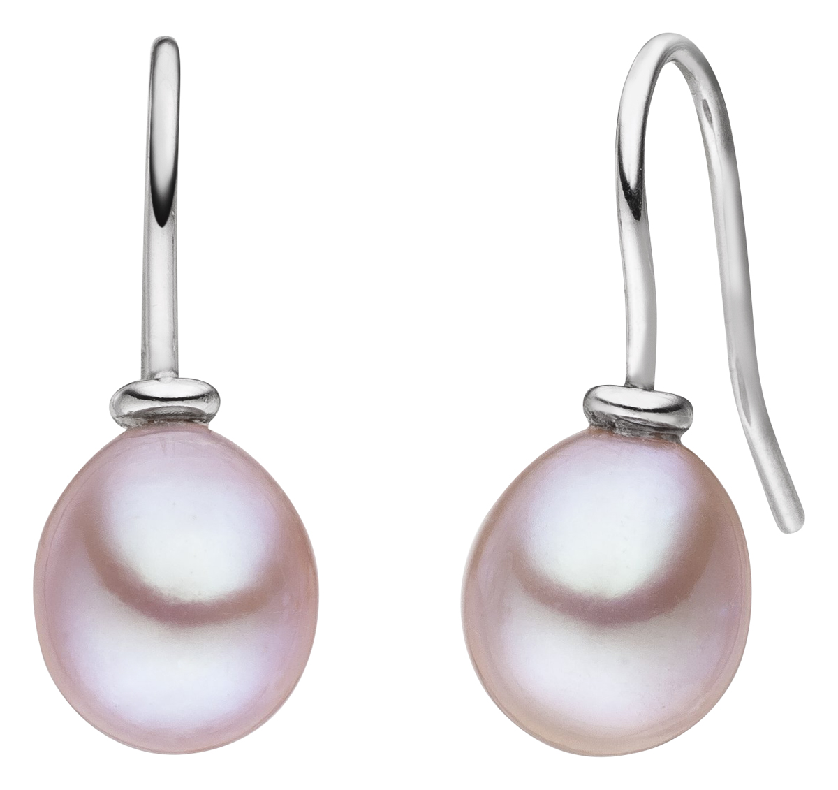 Ohrhaken mit Süßwasserperlen Tropfen 8-9 natur (rose)