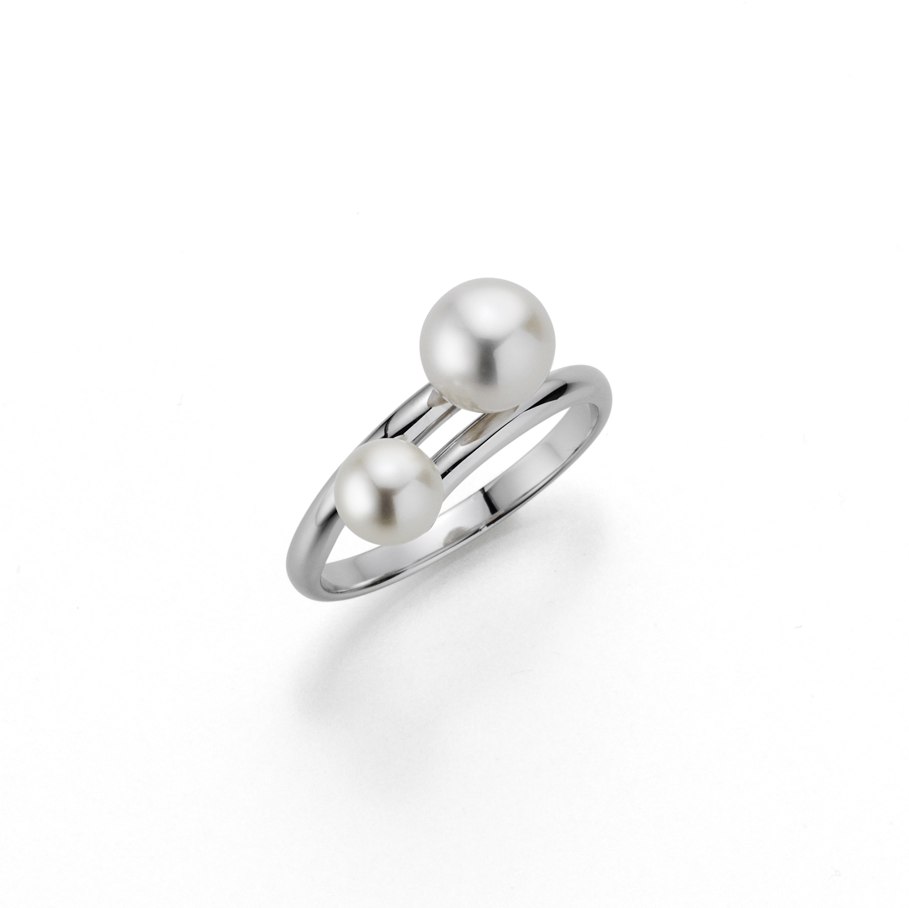 R87_300 Perlenring in Spiralform Silber rhodiniert - Süßwasser rund weiß