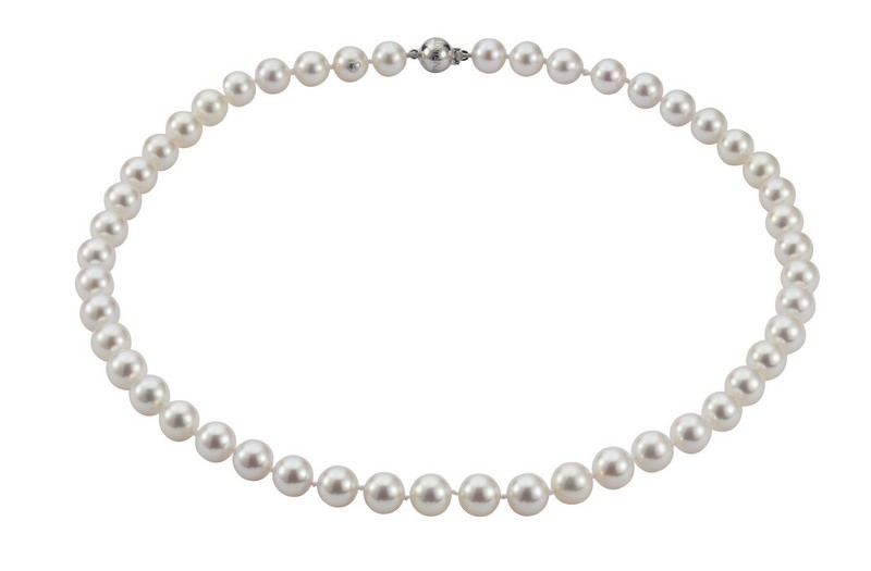 Perlenkette Akoya 8-8,5 mm Kugelschließe Weißgold 14 Karat 45 cm