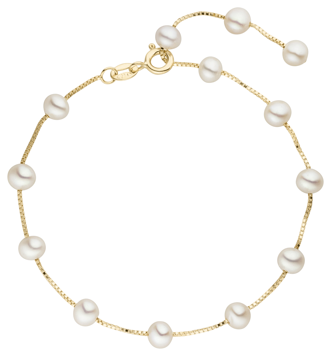R18 Silberarmband vergoldet mit mehreren Süßwasserperlen