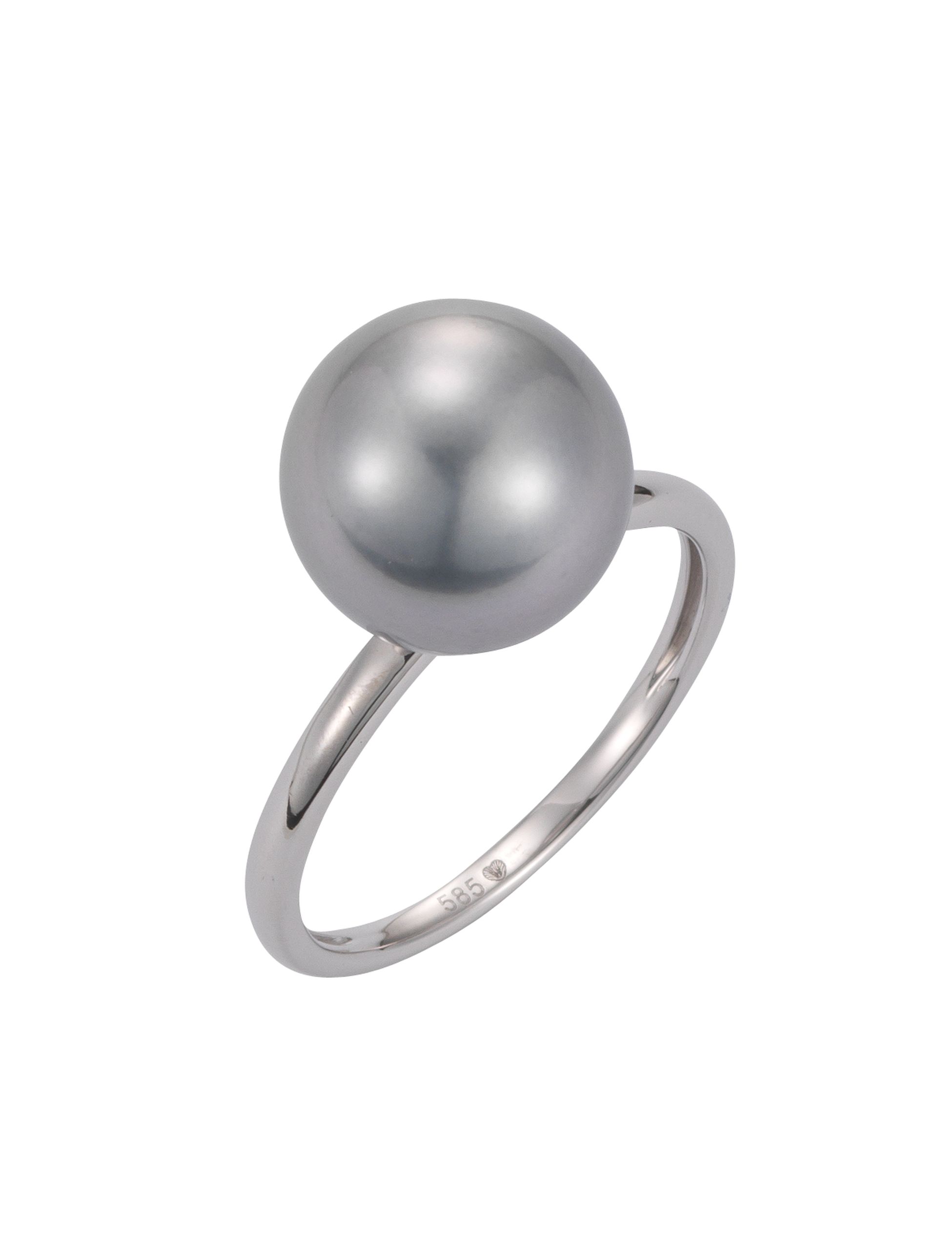 Perlenring Weißgold - Tahiti rund silbergrau 11-12 mm