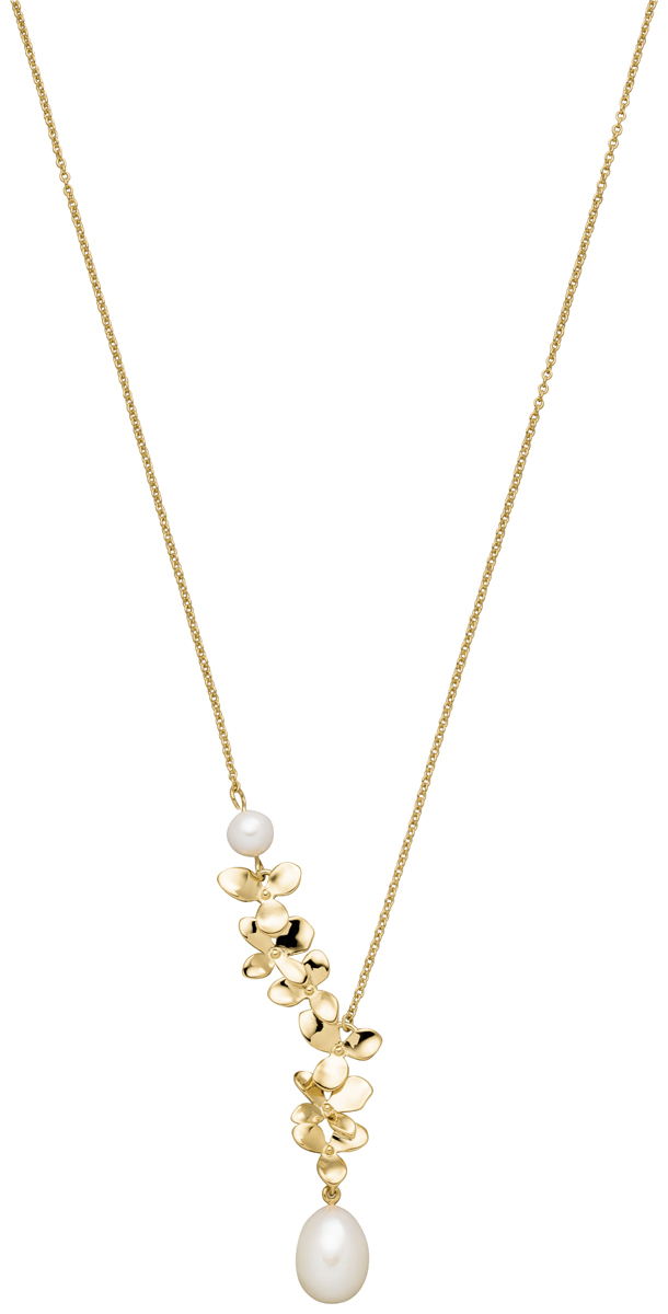 Collier mit Blumendesign und 2 Süßwasserperlen