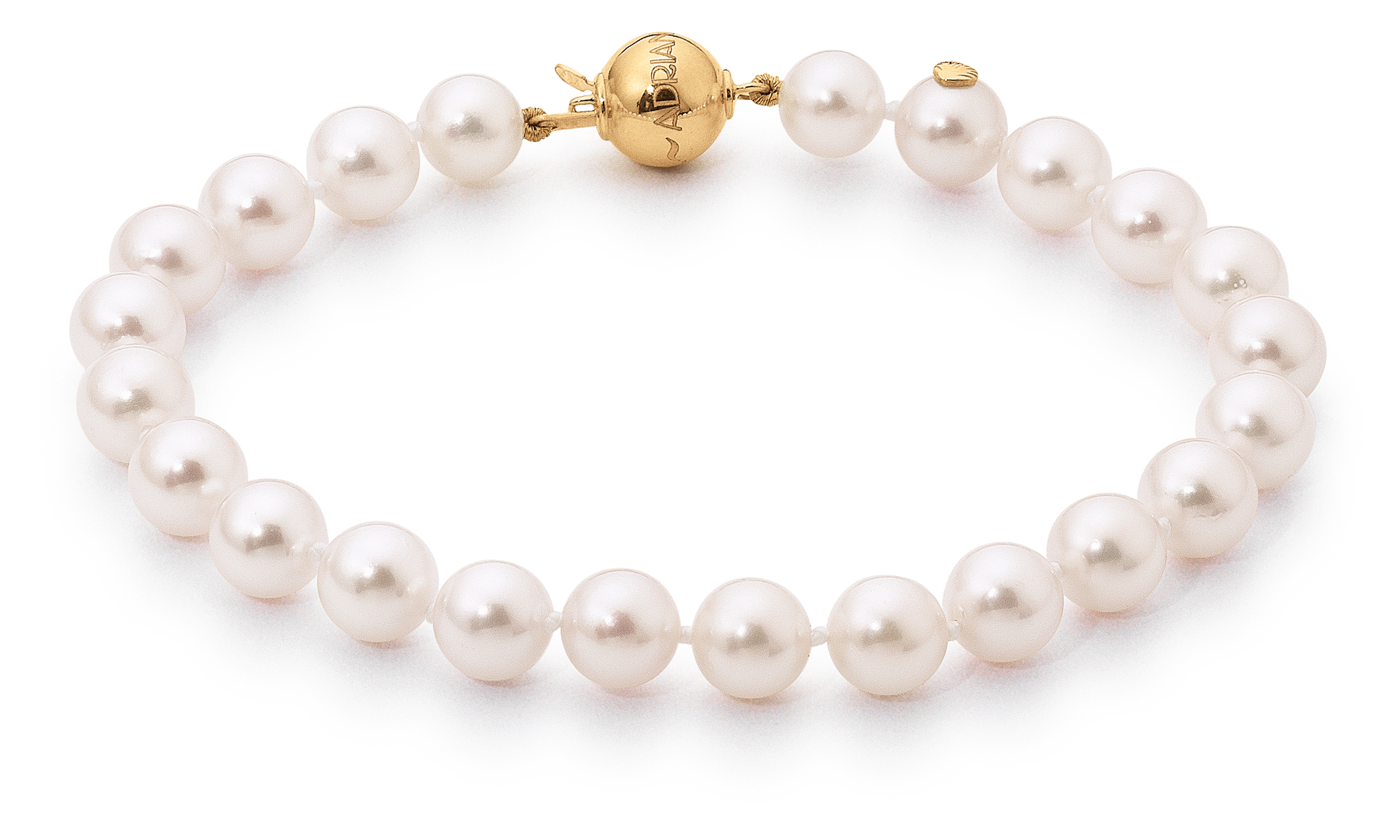 Akoya-Perlenarmband 6,5-7 mm mit Kugelschließe Gelbgold
