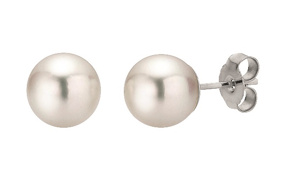 Perlenohrstecker Süßwasser rund 9-10 mm