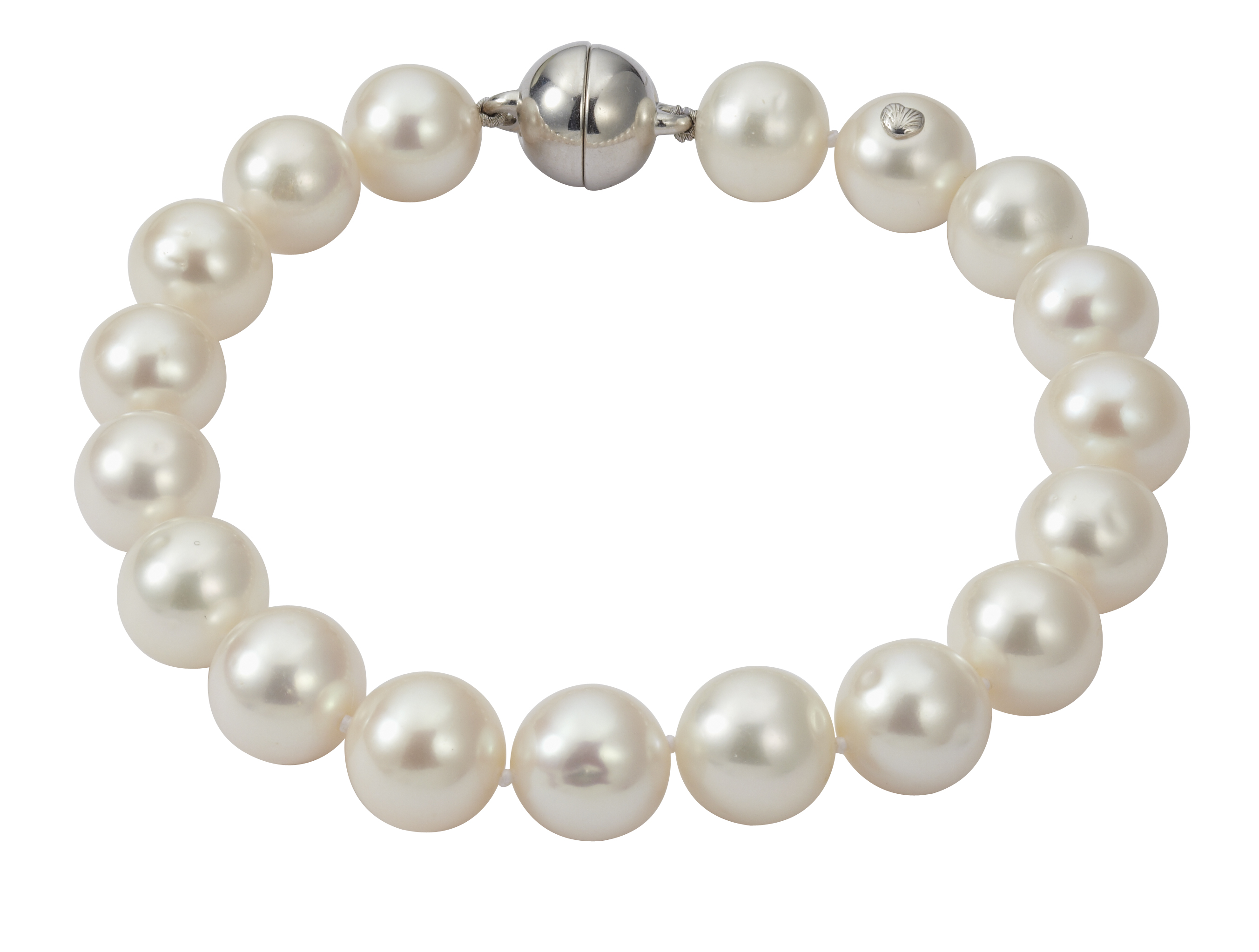 Klassisches Perlenarmband mit Kugelschließe - Süßwasser rund weiß 10-11 mm
