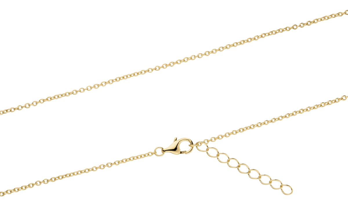 F8-Kette Kette mit Perlenanhänger Silber vergoldet - Süßwasser barock weiß