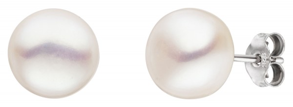 Perlenohrstecker Süßwasser button 10-11 mm