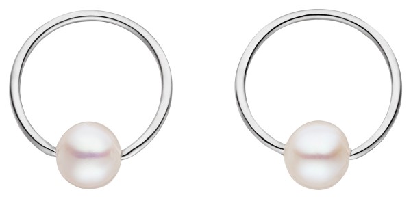 Kreisförmige Perlenohrstecker Silber – Süßwasser rund weiß 7-8 mm