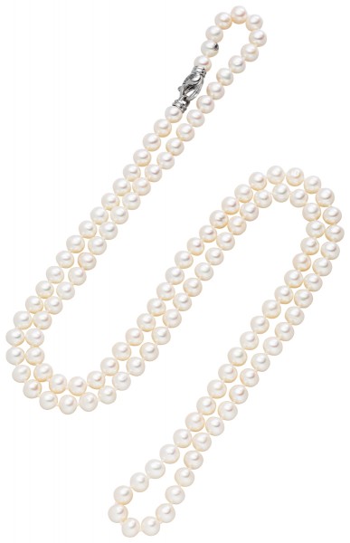 Klassische Perlenkette 90 cm- Süßwasser rund weiß