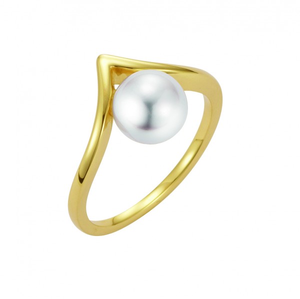 Filigraner Ring mit Akoya-Perle Gold gelb
