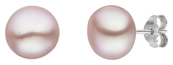 Perlenohrstecker Süßwasser 10-11mm natur ( Rose)