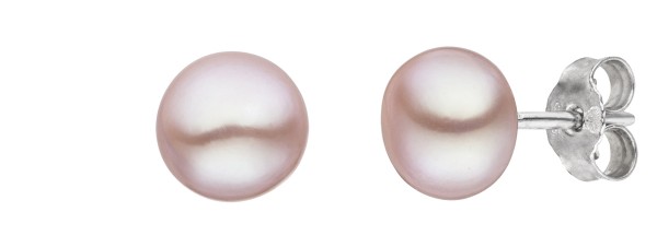 Perlenohrstecker Süßwasser 7-8 mm natur ( Rose)
