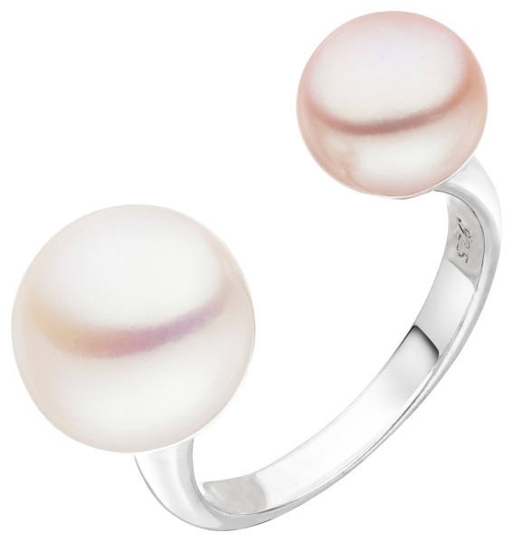 Offener Perlenring mit 2 Perlen Silber - Süßwasser button multicolor