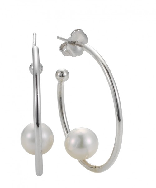 Ohrringe mit integrierter Perle – Süßwasser rund weiß