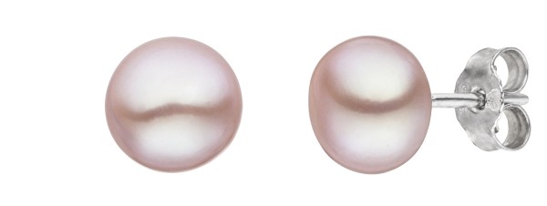 Perlenohrstecker Süßwasser 8-9 mm natur ( Rose)