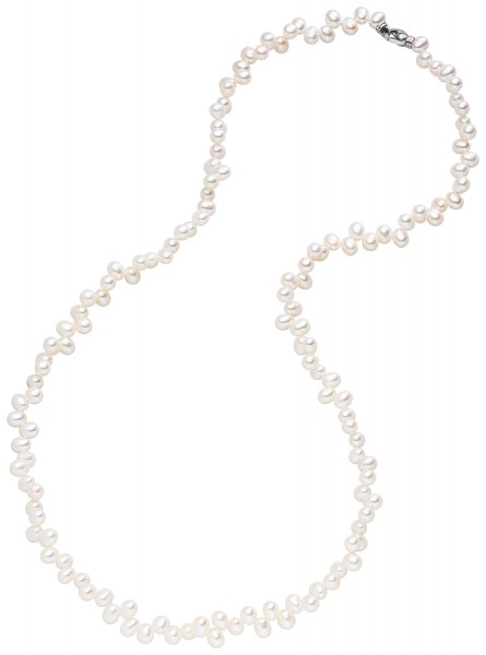 Lange Perlenkette aus Tropfen top drilled Süßwasserperlen weiß