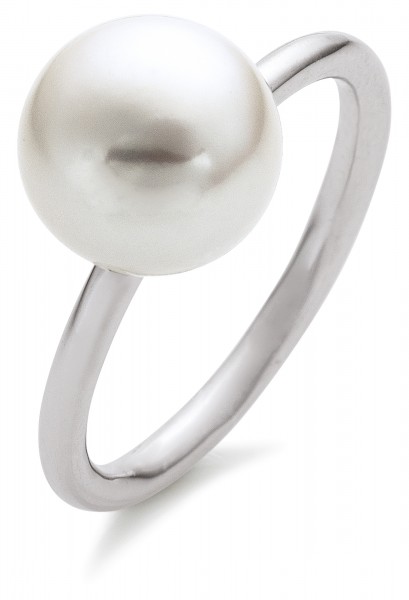 Ring mit einer Süßwasserperle button weiß